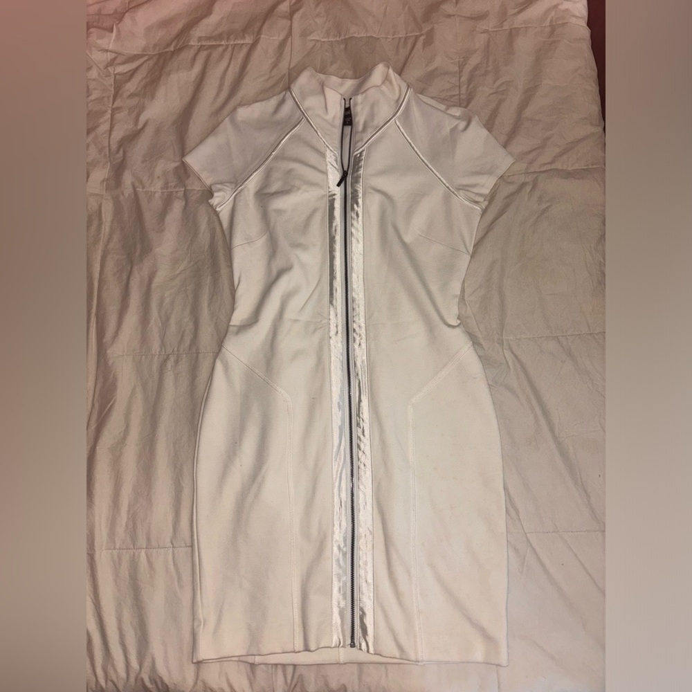 Bebe white zip up dress